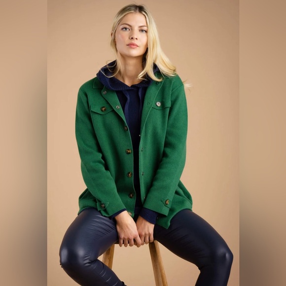 Marble Fashion Green Overshirt Shacket Button Front Cardigan - Picture 11 of 11